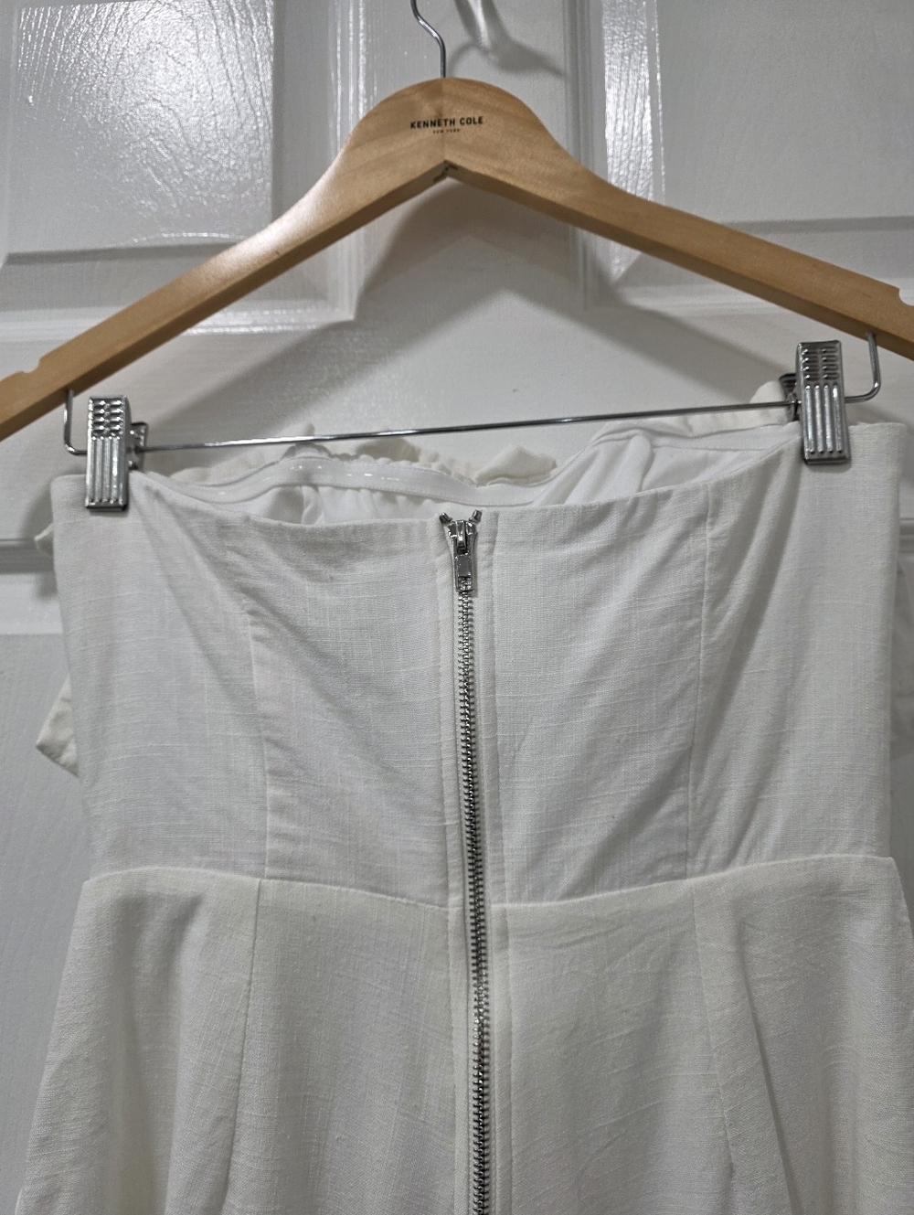 Princess Polly Hunter Mae Strapless Ruched Frill Playsuit Romper White Size 4 - Picture 11 of 16